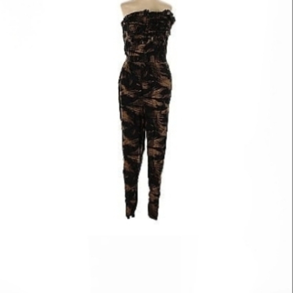 Black and Brown Strapless Jumpsuit - Picture 1 of 5